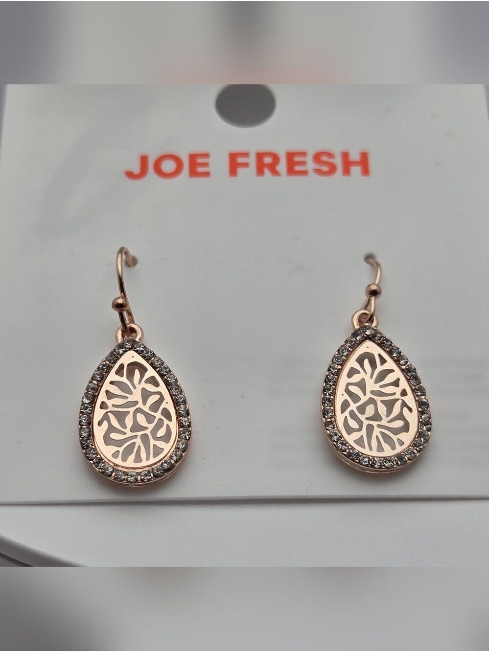 ✨2/$10✨ Filigree Teardrop Dangle Earrings Pave Crystal Halo 1" New